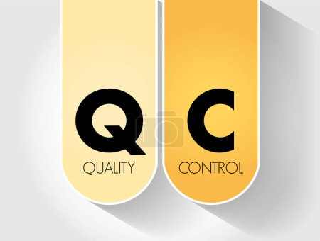 Illustration for QC Quality Control - process by which entities review the quality of all factors involved in production, acronym text concept background - Royalty Free Image
