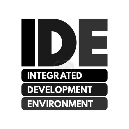 Téléchargez les illustrations : IDE - Environnement de développement intégré - application logicielle qui fournit des installations complètes aux programmeurs informatiques pour le développement de logiciels, concept d'acronyme pour les présentations et les rapports - en licence libre de droit