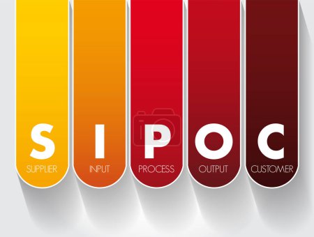 Ilustración de SIPOC sigla de mejora de procesos significa proveedores, insumos, procesos, productos y clientes, concepto para presentaciones e informes - Imagen libre de derechos
