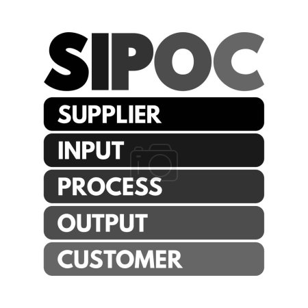 Ilustración de SIPOC sigla de mejora de procesos significa proveedores, insumos, procesos, productos y clientes, concepto para presentaciones e informes - Imagen libre de derechos