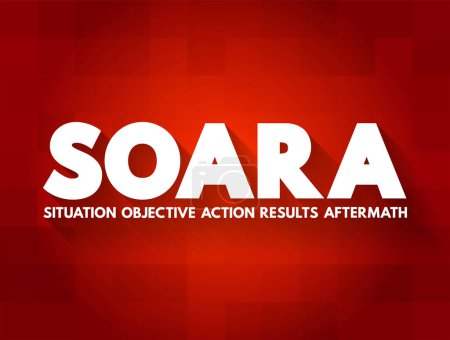 Illustration for SOARA (Situation, Objective, Action, Results, Aftermath) acronym is a job interview technique, concept for presentations and reports - Royalty Free Image