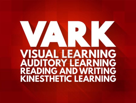 Téléchargez les illustrations : Le modèle VARK Learning Styles a été conçu pour aider les étudiants et les autres à en apprendre davantage sur leurs préférences d'apprentissage individuelles, leur concept d'acronyme pour les présentations et les rapports. - en licence libre de droit