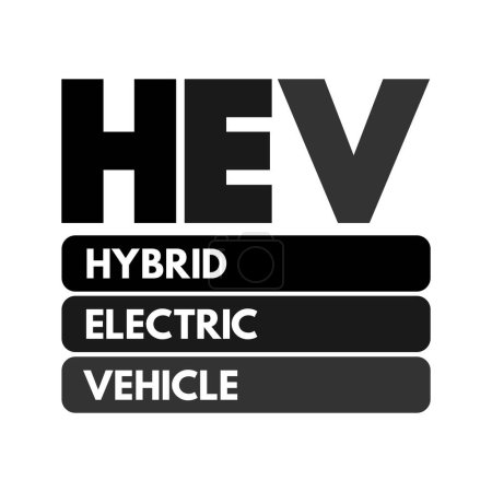 Illustration for HEV Hybrid Electric Vehicle - vehicle that combines a conventional internal combustion engine system with an electric propulsion system, acronym concept for presentations and reports - Royalty Free Image