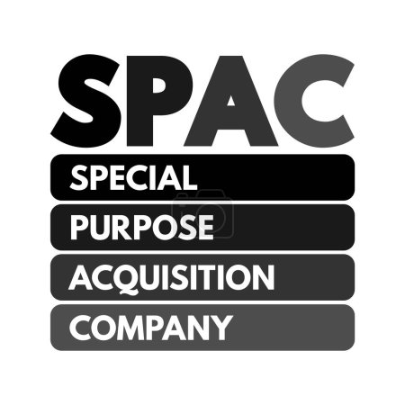Illustration for SPAC Special Purpose Acquisition Company - shell corporation listed on a stock exchange with the purpose of acquiring a private company, acronym concept for presentations and reports - Royalty Free Image