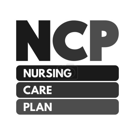 Illustration for NCP Nursing Care Plan - provides direction on the type of nursing care the individual, family, community may need, acronym text concept background - Royalty Free Image