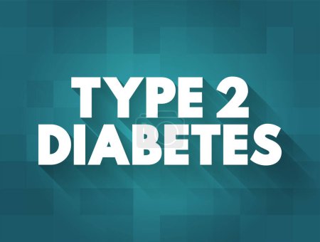 Ilustración de Diabetes tipo 2: afección médica a largo plazo en la que su cuerpo no usa la insulina adecuadamente, lo que resulta en niveles inusuales de azúcar en sangre, antecedentes del concepto de texto - Imagen libre de derechos