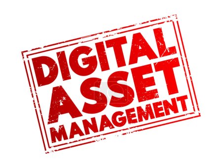 Téléchargez les illustrations : Digital Asset Management - processus d'affaires et une technologie de gestion de l'information, timbre de concept de texte - en licence libre de droit