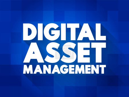 Digital Asset Management - business process and an information management technology, text concept background