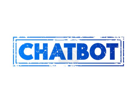 Ilustración de Chatbot - aplicación de software utilizada para llevar a cabo una conversación de chat en línea a través de texto y simula conversaciones humanas, sello de concepto de texto - Imagen libre de derechos