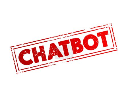 Illustration pour Chatbot - application logicielle utilisée pour mener une conversation de chat en ligne via du texte et simule des conversations humaines, tampon de concept de texte - image libre de droit