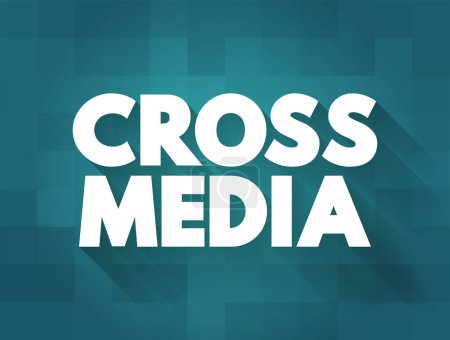 Ilustración de Cross Media - forma de promoción cruzada en la que las empresas promocionales se comprometen a superar las técnicas tradicionales de publicidad, el fondo del concepto de texto - Imagen libre de derechos