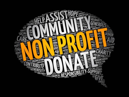 Illustration for Non Profit message bubble word cloud, social concept background - Royalty Free Image