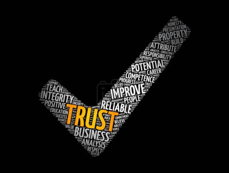 Illustration for TRUST check mark word cloud collage, business concept background - Royalty Free Image