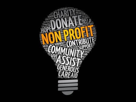 Illustration for Non Profit light bulb word cloud, social concept background - Royalty Free Image