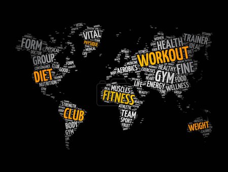 Illustration for WORKOUT check mark word cloud collage, fitness, health concept background - Royalty Free Image