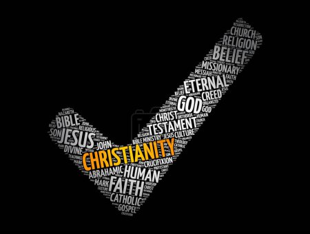 Illustration for Christianity check mark word cloud, religion concept background - Royalty Free Image