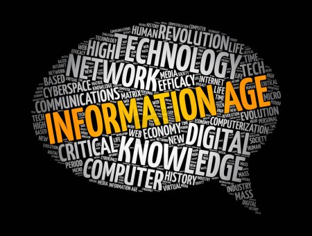 Illustration for Information age message bubble word cloud collage, concept background - Royalty Free Image
