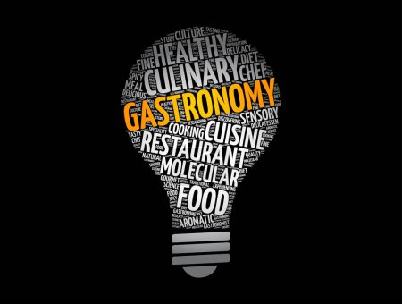 Ilustración de Gastronomía bombilla palabra nube collage, concepto de fondo - Imagen libre de derechos