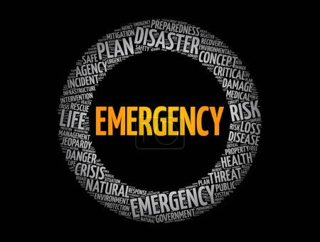 Ilustración de Palabra de emergencia nube collage, fondo concepto de salud - Imagen libre de derechos