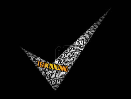 Illustration for Team building check mark word cloud collage, business concept background - Royalty Free Image
