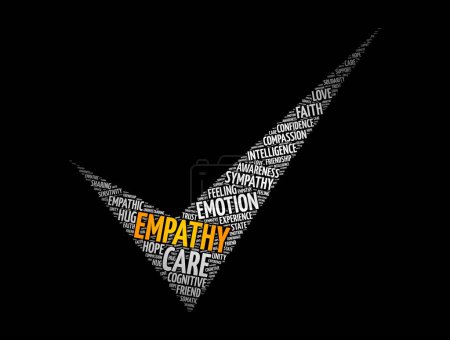 Illustration for Empathy check mark word cloud collage, concept background - Royalty Free Image