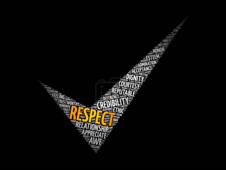Illustration for Respect check mark word cloud collage, concept background - Royalty Free Image