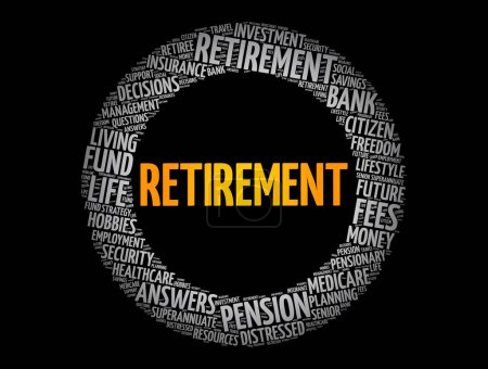 Illustration for Retirement word cloud collage, concept background - Royalty Free Image