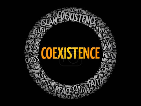 Illustration for Coexistence word cloud collage, concept background - Royalty Free Image