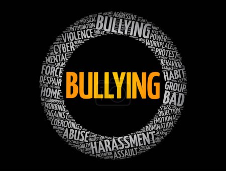 Ilustración de Bullying palabra nube collage, fondo concepto social - Imagen libre de derechos