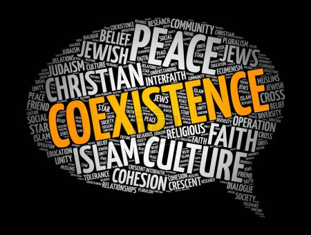 Illustration for Coexistence message bubble word cloud collage, concept background - Royalty Free Image