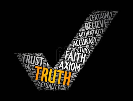 Illustration for Truth check mark word cloud collage, concept background - Royalty Free Image