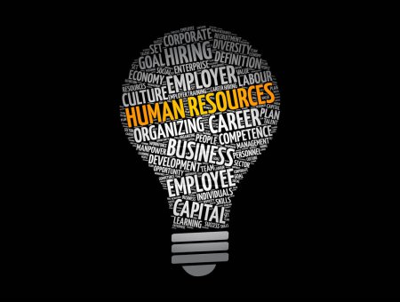Téléchargez les illustrations : Ressources humaines bulbe word cloud collage, business concept background - en licence libre de droit