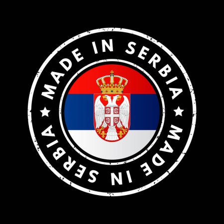 Made in Serbia text emblem badge, concept background