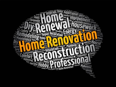 Illustration for Home renovation message bubble word cloud collage, concept background - Royalty Free Image