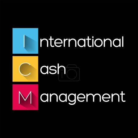 Illustration for ICM International Cash Management - field that helps smooth the process of moving money between countries, acronym text concept background - Royalty Free Image