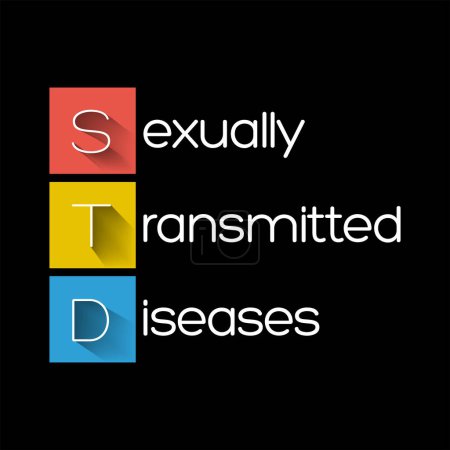 Ilustración de ETS Enfermedades de transmisión sexual: infecciones que se transmiten de una persona a otra a través del contacto sexual, concepto de texto acrónimo - Imagen libre de derechos