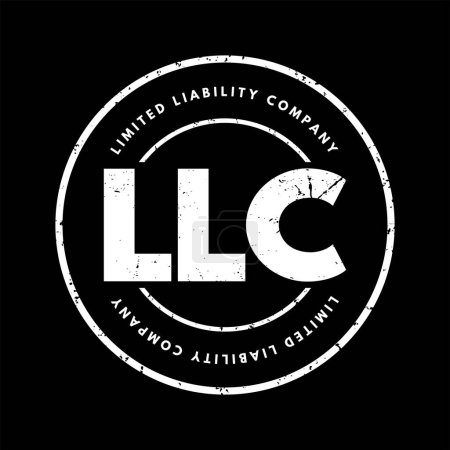 Téléchargez les illustrations : LLC - Limited Liability Company est une structure d'entreprise qui protège ses propriétaires contre la responsabilité personnelle pour ses dettes ou responsabilités, timbre de concept de texte d'acronyme - en licence libre de droit