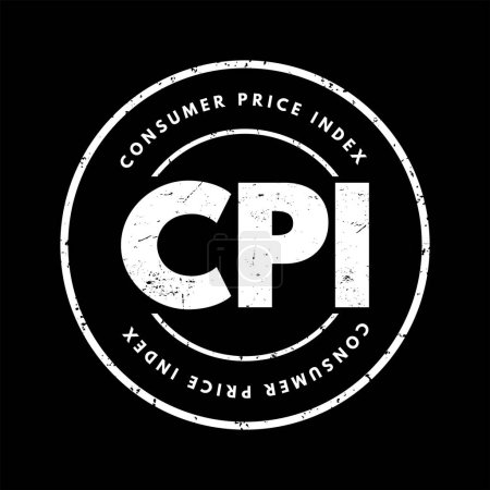 Illustration for CPI Consumer Price Index - measures the average change in prices over time that consumers pay for a basket of goods and services, text stamp concept for presentations and reports - Royalty Free Image