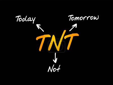 Téléchargez les illustrations : TNT - Aujourd'hui pas demain acronyme, contexte de concept d'entreprise - en licence libre de droit