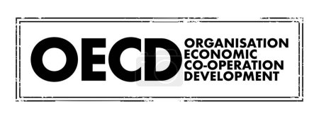 Illustration for OECD Organisation for Economic Co-operation and Development - global policy forum that promotes policies to improve the economic and social well-being of people, acronym text concept stamp - Royalty Free Image