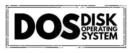 Illustration for DOS - Disk Operating System is a computer operating system that resides on and can use a disk storage device, acronym technology concept background - Royalty Free Image