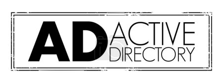 Ilustración de AD - Active Directory es una base de datos y un conjunto de servicios que conectan a los usuarios con los recursos de red que necesitan para realizar su trabajo. - Imagen libre de derechos