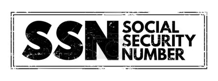 Ilustración de SSN - Social Security Number acronym text stamp, concept background - Imagen libre de derechos