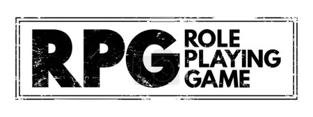 Illustration for RPG - Role-Playing Game is a game in which players assume the roles of characters in a fictional setting, acronym text concept stamp - Royalty Free Image