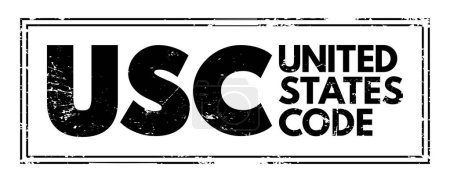 Illustration for USC - United States Code is the codification by subject matter of the general and permanent laws of the United States, acronym text stamp - Royalty Free Image