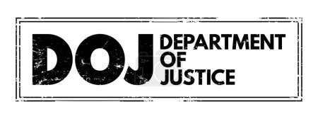Téléchargez les illustrations : DOJ - Department of Justice acronym text stamp, concept background - en licence libre de droit