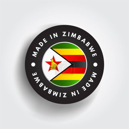 Illustration for Made in Zimbabwe text emblem badge, concept background - Royalty Free Image
