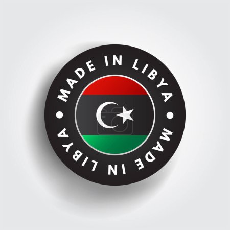 Illustration pour Insigne d'emblème de texte Made in Libya, fond de concept - image libre de droit