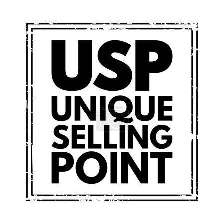 Ilustración de Punto de venta único de USP: esencia de lo que hace que su producto o servicio sea mejor que sus competidores, fondo de concepto de sello de texto acrónimo - Imagen libre de derechos