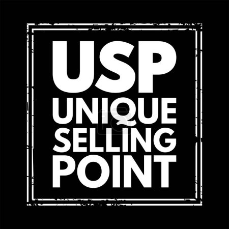 Ilustración de Punto de venta único de USP: esencia de lo que hace que su producto o servicio sea mejor que sus competidores, fondo de concepto de sello de texto acrónimo - Imagen libre de derechos